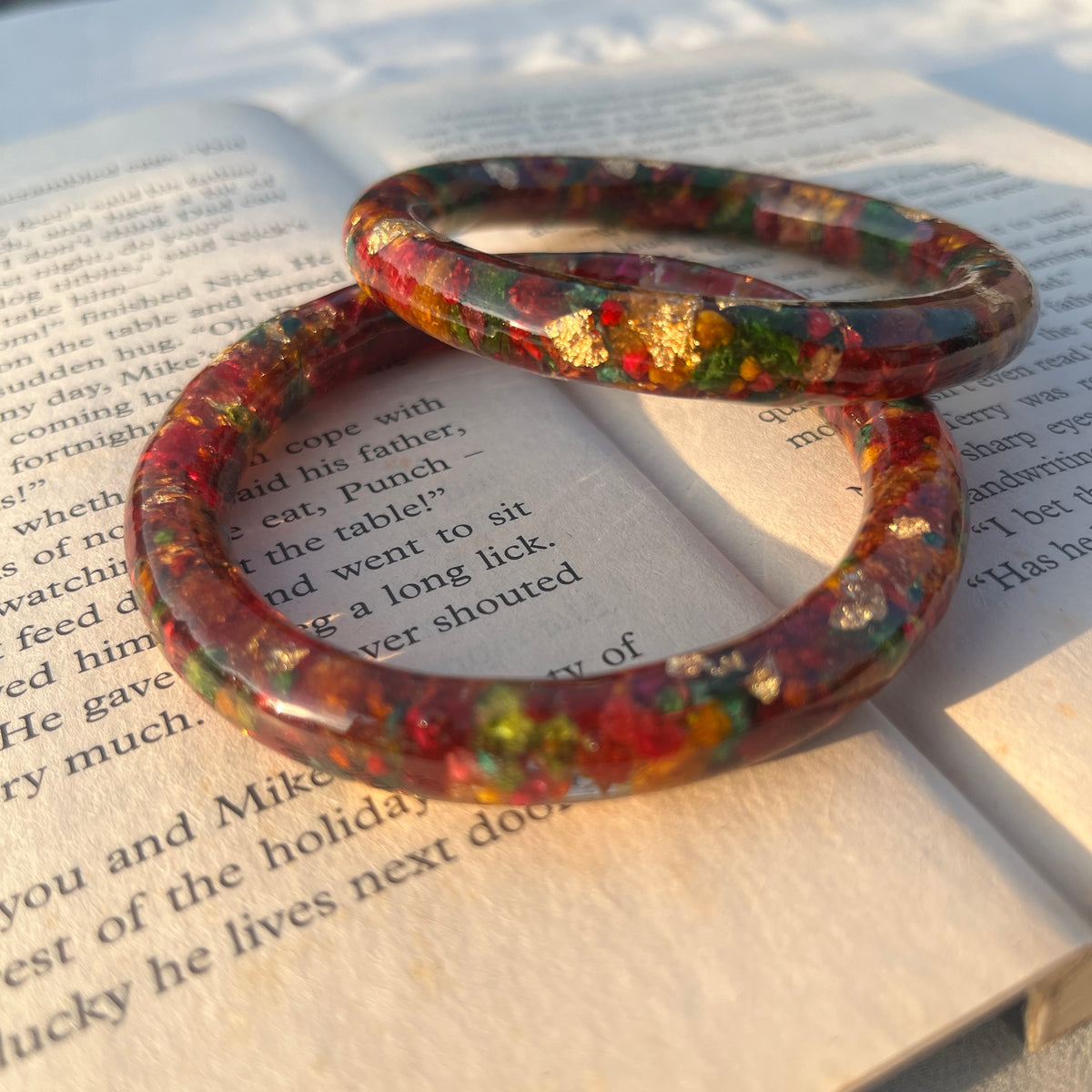 Multi Flower Bangles Pair of 2 – Handmade Preserved Muti flower Bangles for Women