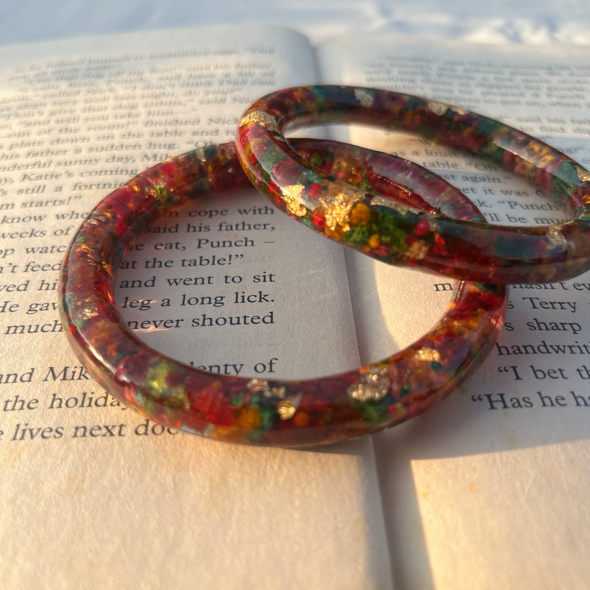Multi Flower Bangles Pair of 2 – Handmade Preserved Muti flower Bangles for Women