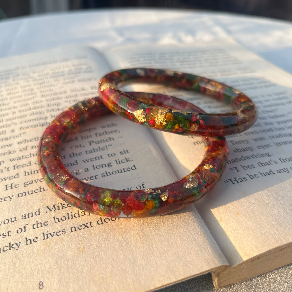 Multi Flower Bangles Pair of 2 – Handmade Preserved Muti flower Bangles for Women